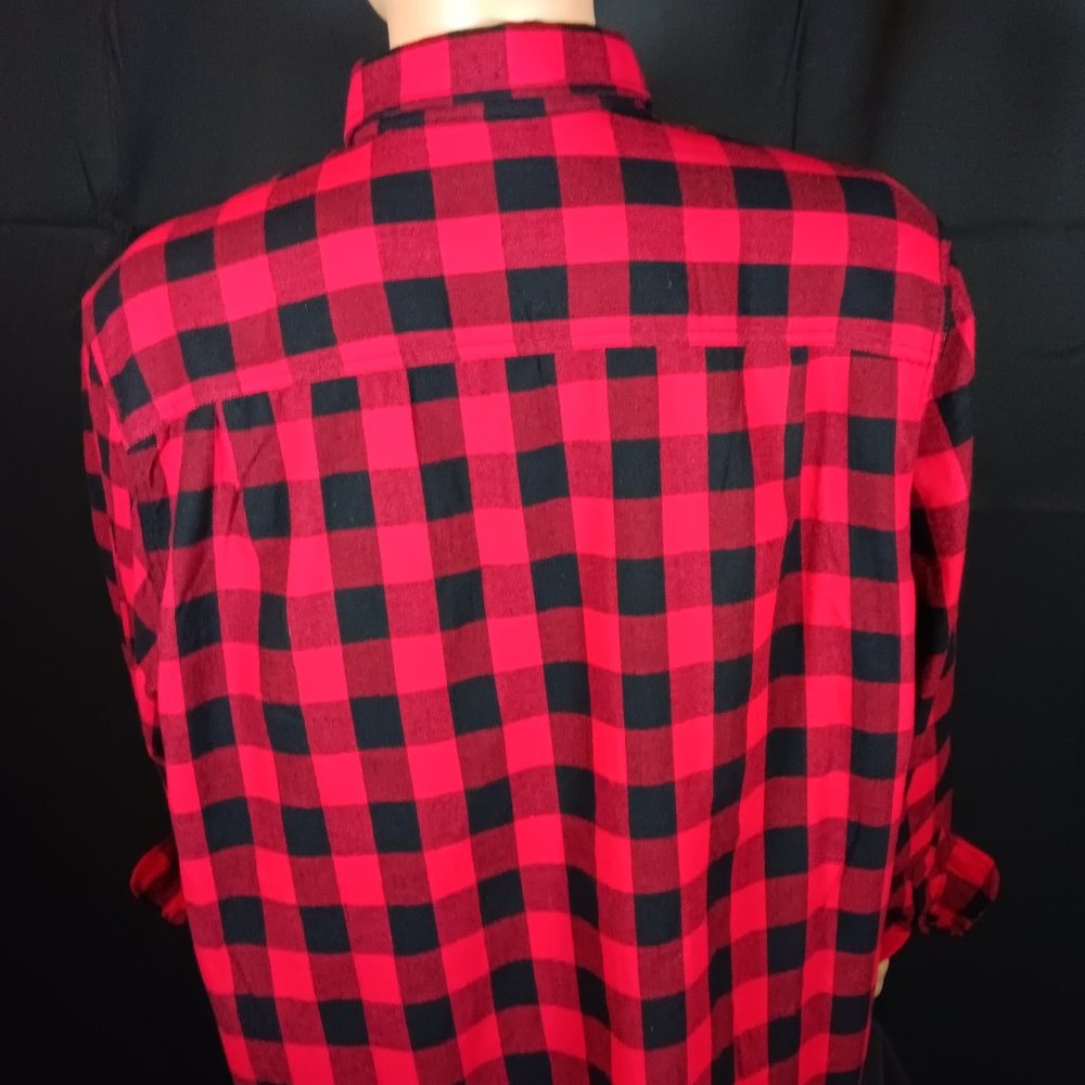 FADED GLORY LONG SLEEVE FLANNEL SHIRT - RED /BLACK - XXL - Picture 2 of 4